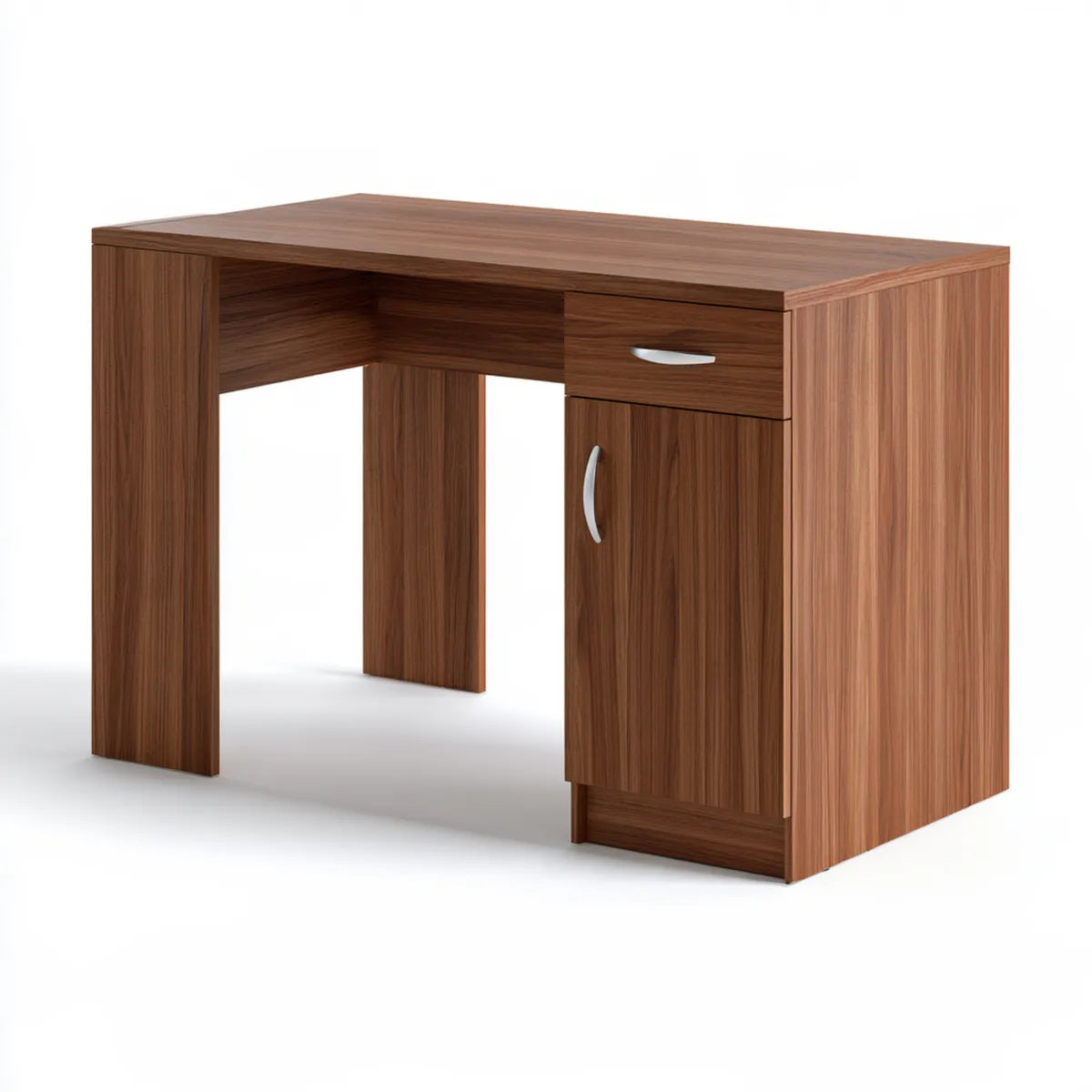 Walnut Particleboard Computer Desk with Drawer and Cabinet, 47.24 x 23.62 x 29.53 in