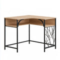 L-Shaped Corner Computer Desk, 47.2 x 47.2 x 29.5 in, Oak Engineered Wood and Black Steel