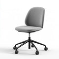 Armless Adjustable Swivel Office Chair, Gray Polyester Upholstery, Black Metal Base, 24.4 x 24.4 x 32.7-36.6 in