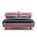 Queen Upholstered Platform Bed Frame, 64 x 87 x 47 in, Pink Polyester