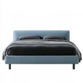 Queen Upholstered Platform Bed Frame, 60 x 80 in, Blue Polyester