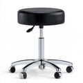 Adjustable Rolling Office Stool, 15.7 in Round Black PU Seat, 18.1-23.2 in Height, Chrome Steel Base
