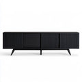 Black MDF TV Stand Media Console with Fluted Storage, 70.87 x 15.75 x 23.62 in