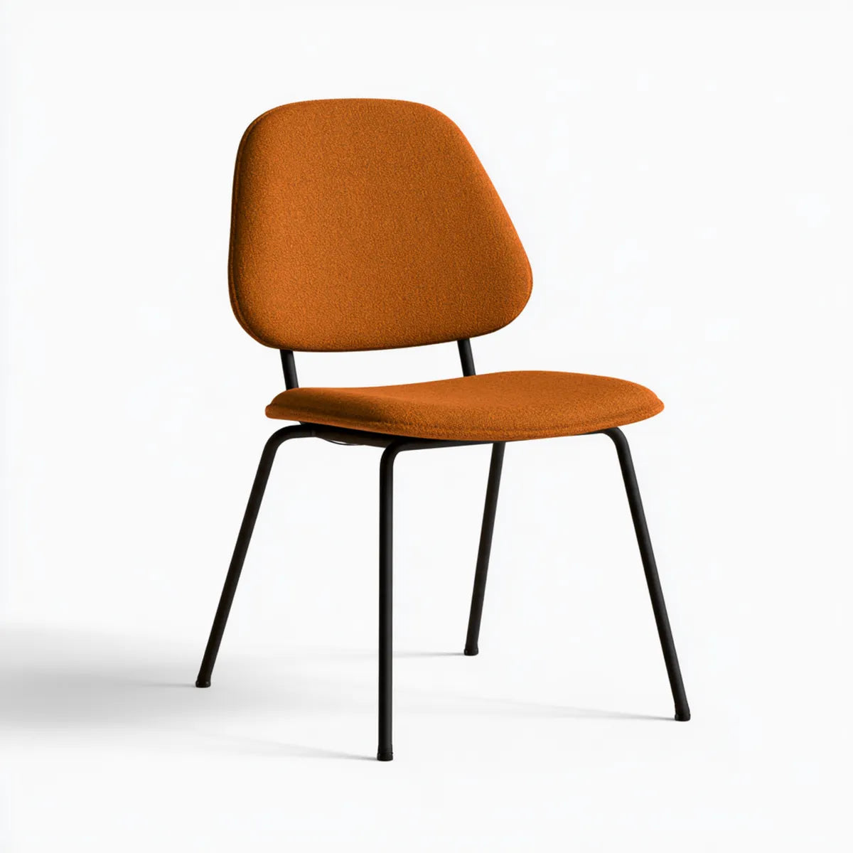 Armless Upholstered Office Chair, 20.5 in W x 23 in D x 31.5 in H, Brown Polyester Boucle with Black Metal Frame