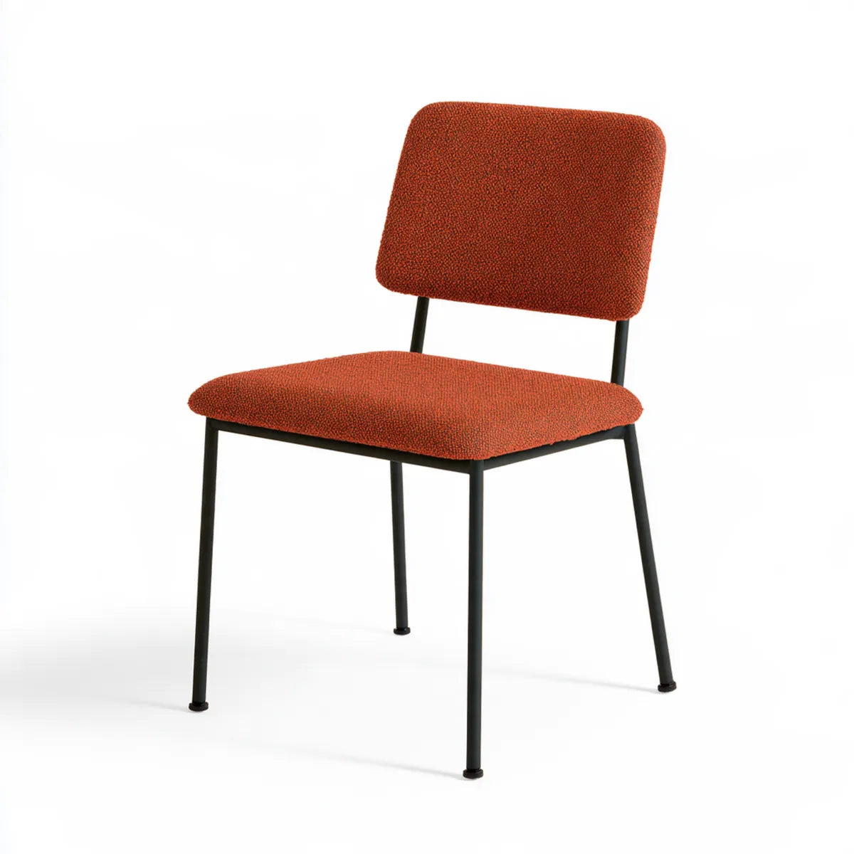 Upholstered Office Side Chair, 22 x 22 x 32 in, Rust Orange Boucle Fabric, Black Steel Legs