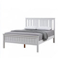 White Solid Wood Queen Platform Bed Frame, 63 x 83 x 50 in