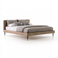 King Platform Bed Frame, 84 x 80 x 42 in, Brown Engineered Wood with Oak Veneer